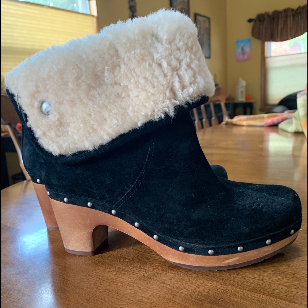 Black genuine suede authentic UGG Booties.